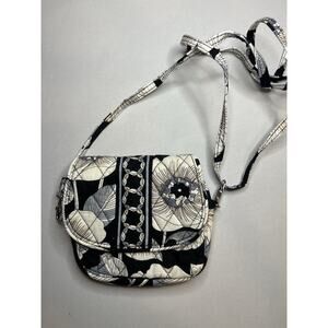 Vera Bradley Lizzy Camellia Crossbody Purse White Gray Black Floral